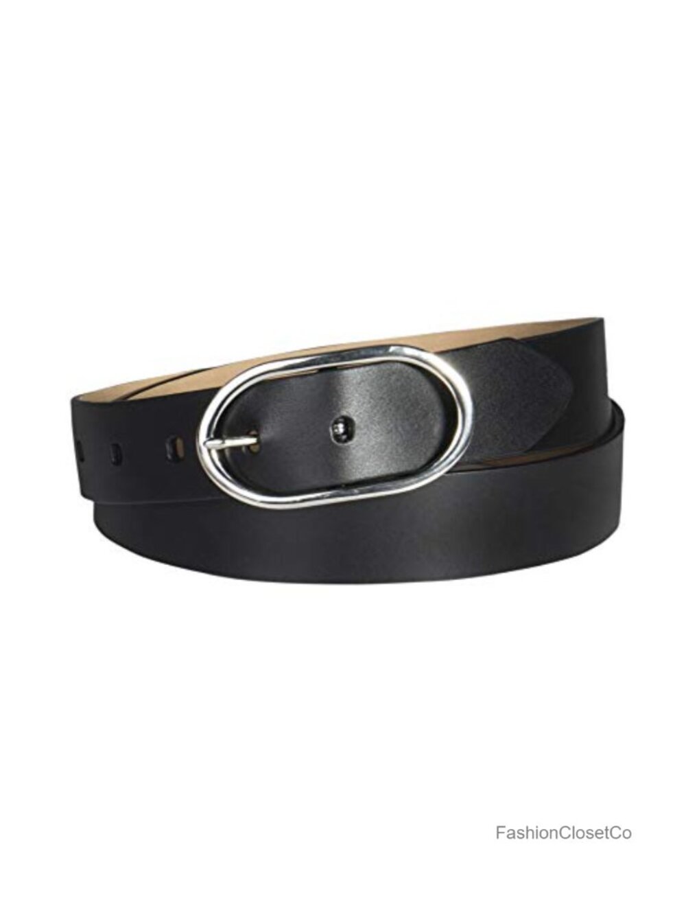 Oval Center Bar Buckle Leather Fashion Belt for Trousers Dresses